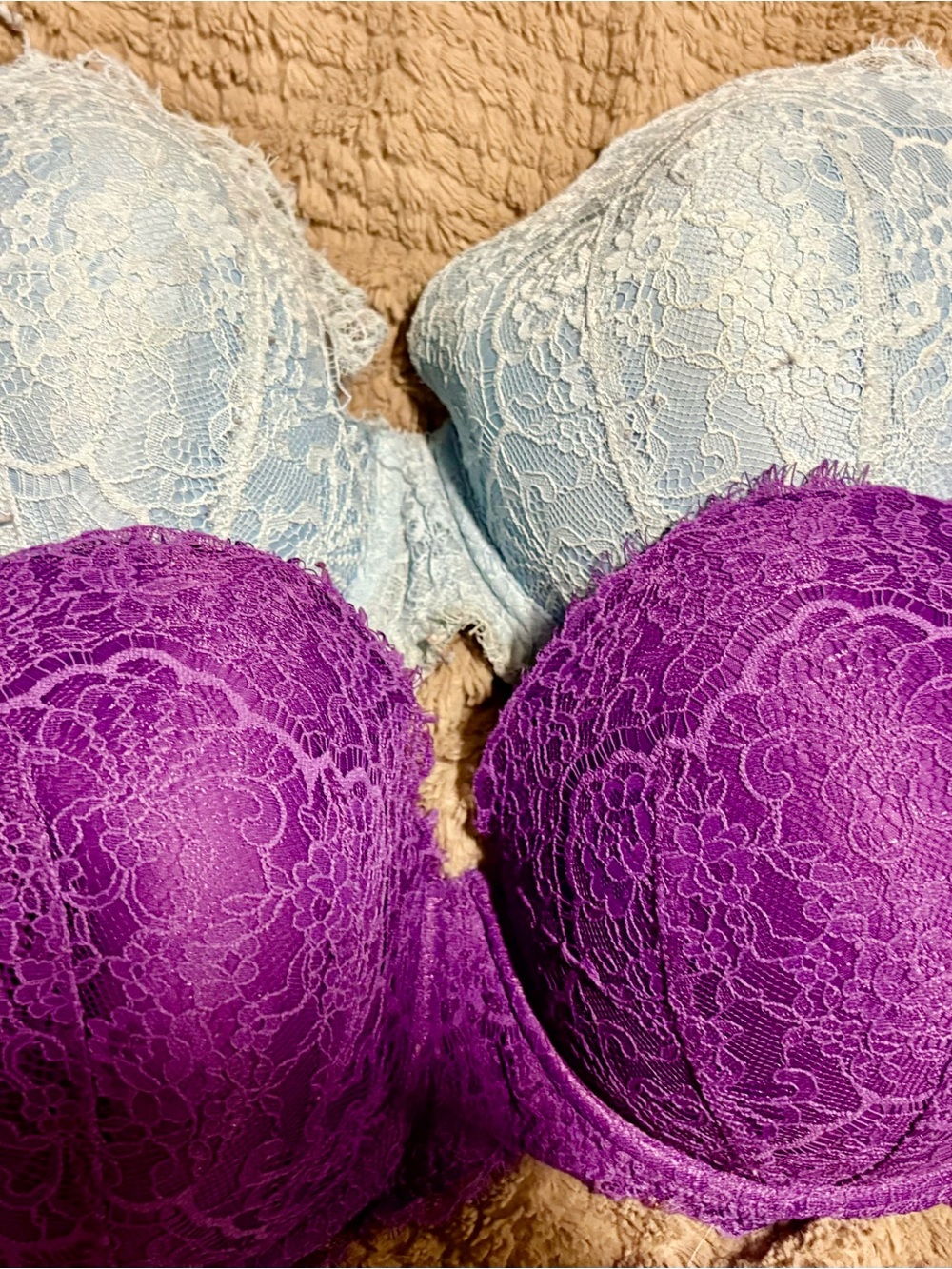 Victoria's Secret Lace Push-Up Bra in Purple and Light Blue